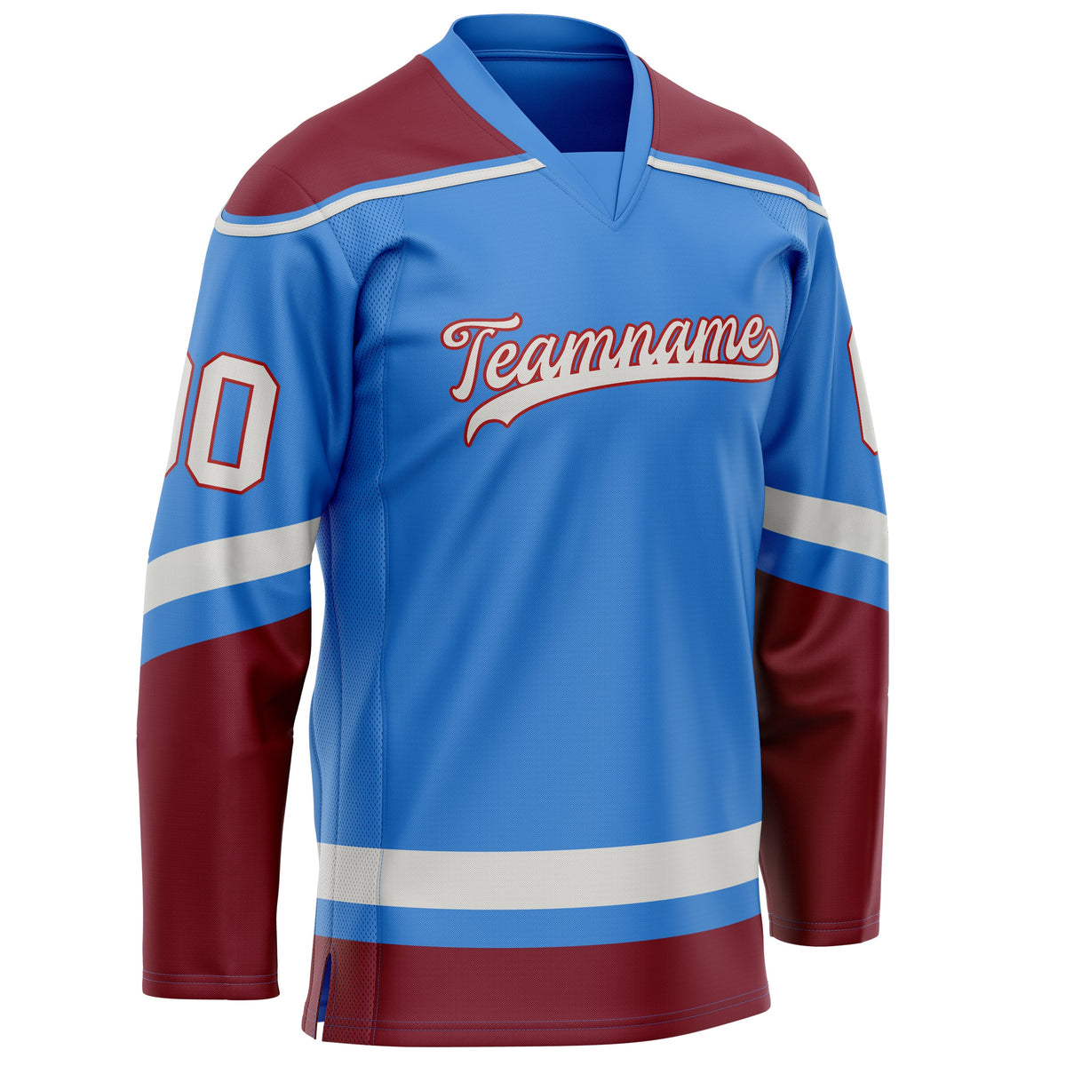 Custom Electric Blue Crimson Solid Colour Hockey Jersey