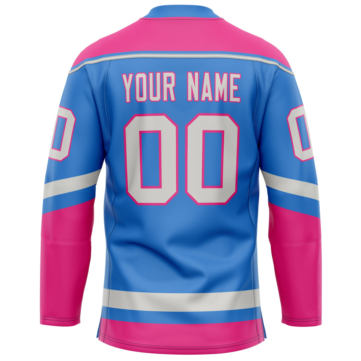 Custom Electric Blue Pink Solid Colour Hockey Jersey