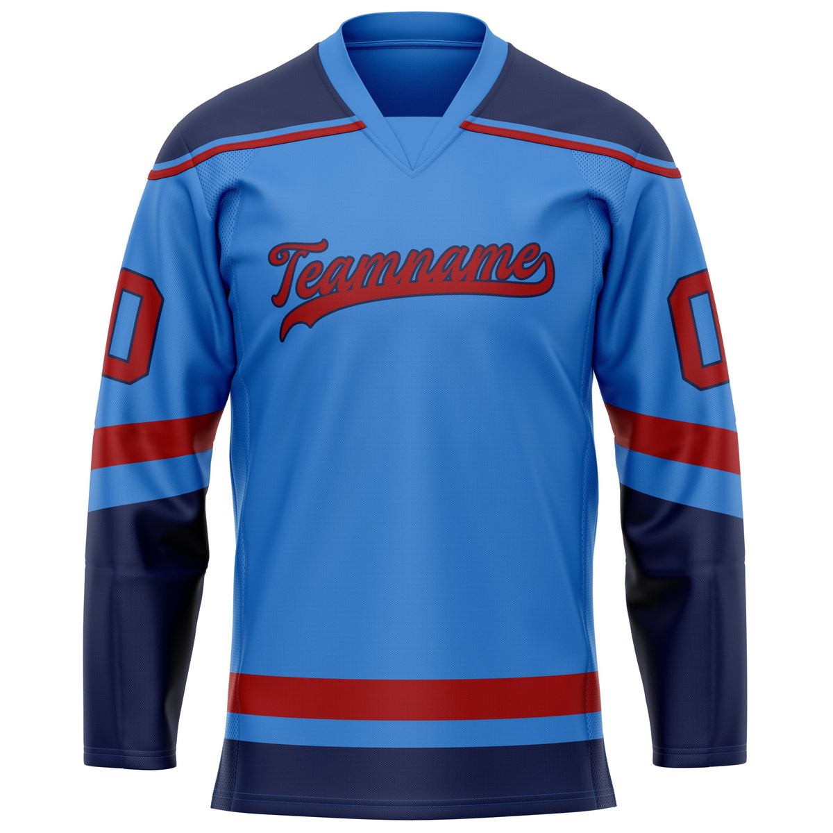 Custom Electric Blue Crimson Solid Colour Hockey Jersey