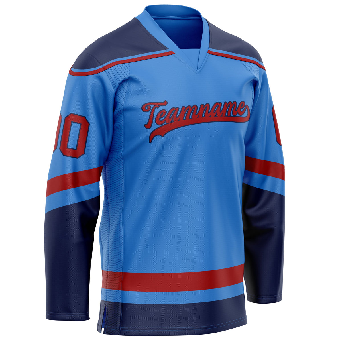 Custom Electric Blue Crimson Solid Colour Hockey Jersey