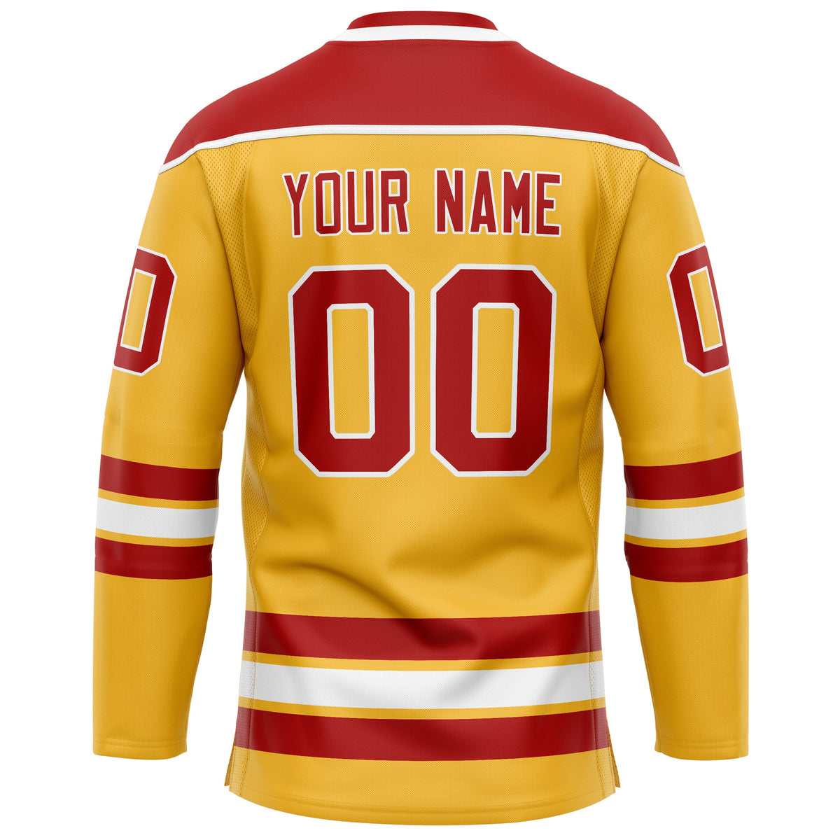 Custom Gold Red Solid Colour Hockey Jersey