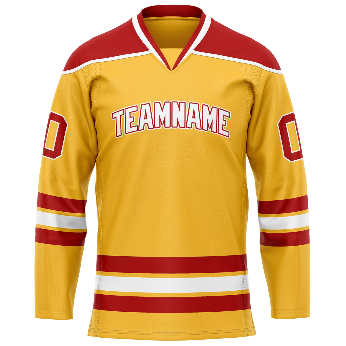 Custom Gold Red Solid Colour Hockey Jersey