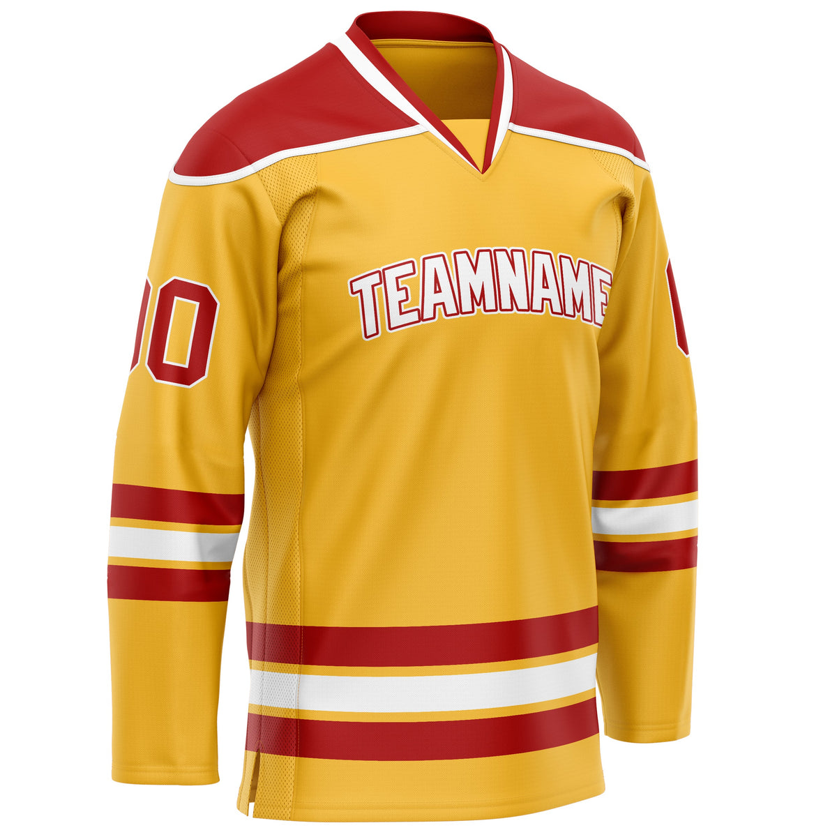 Custom Gold Red Solid Colour Hockey Jersey