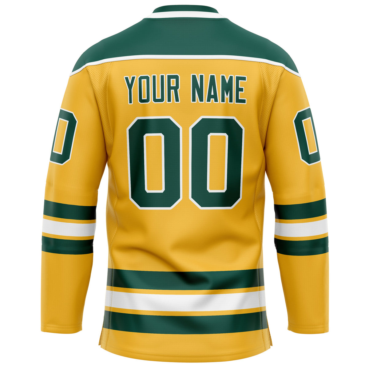 Custom Gold Kelly Green Solid Colour Hockey Jersey