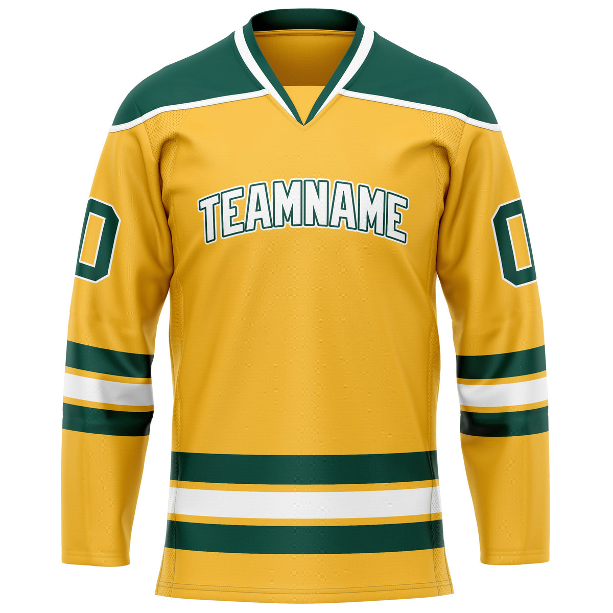 Custom Gold Kelly Green Solid Colour Hockey Jersey