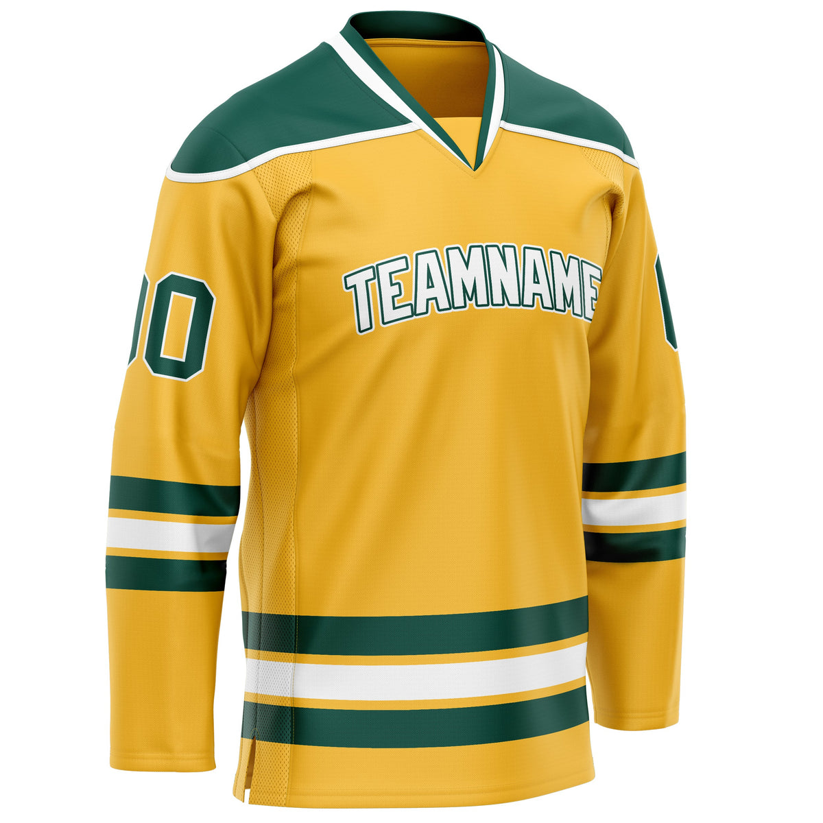 Custom Gold Kelly Green Solid Colour Hockey Jersey