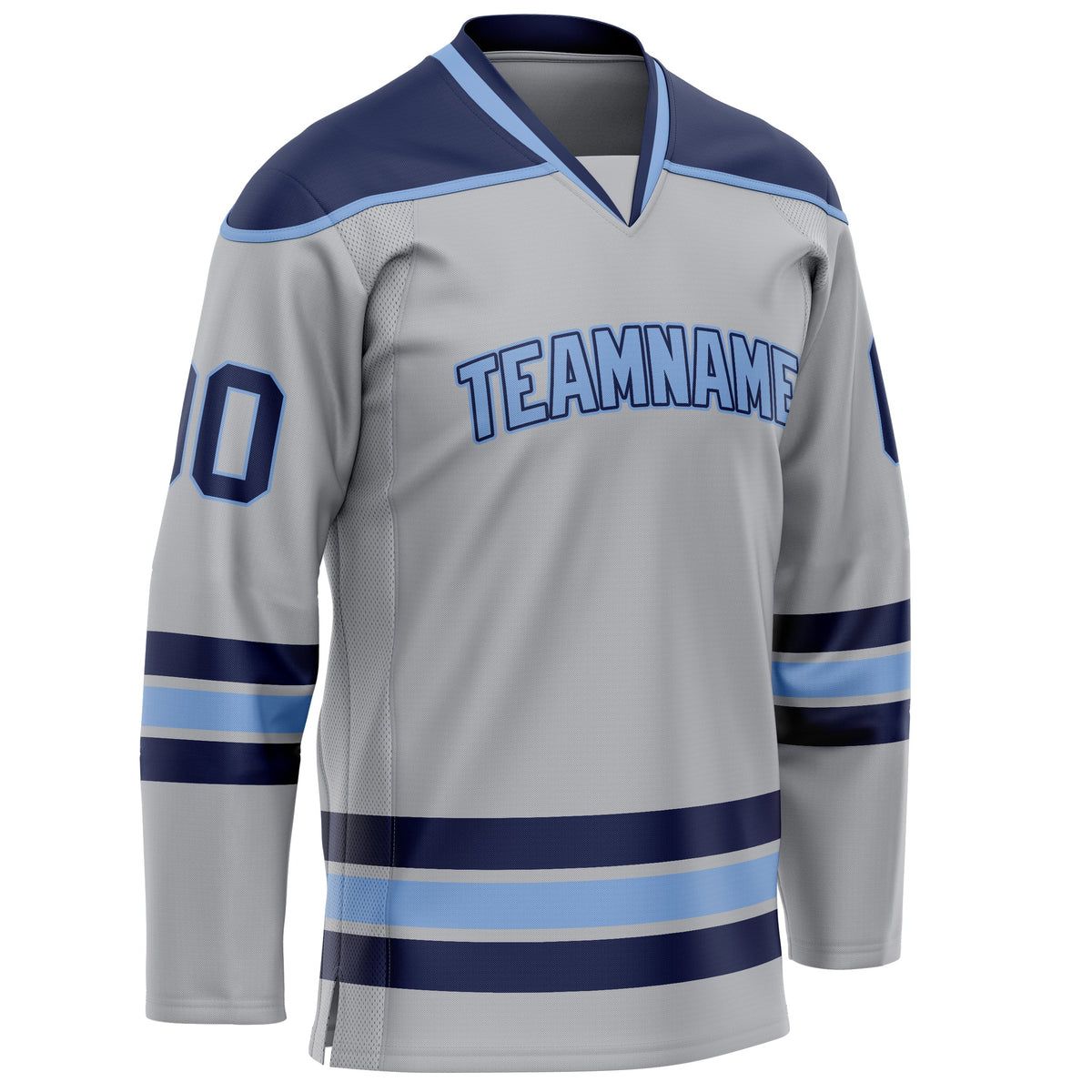 Custom Gray Navy Solid Colour Hockey Jersey