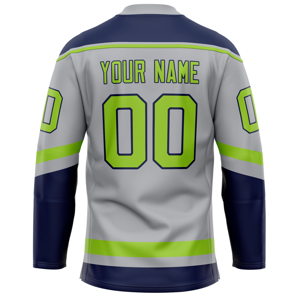 Custom Gray Neon Green Solid Colour Hockey Jersey