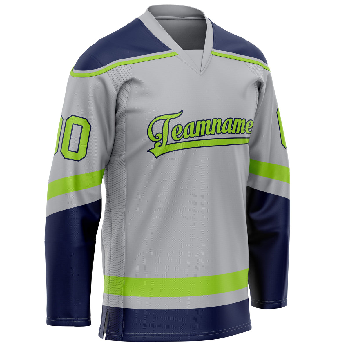 Custom Gray Neon Green Solid Colour Hockey Jersey