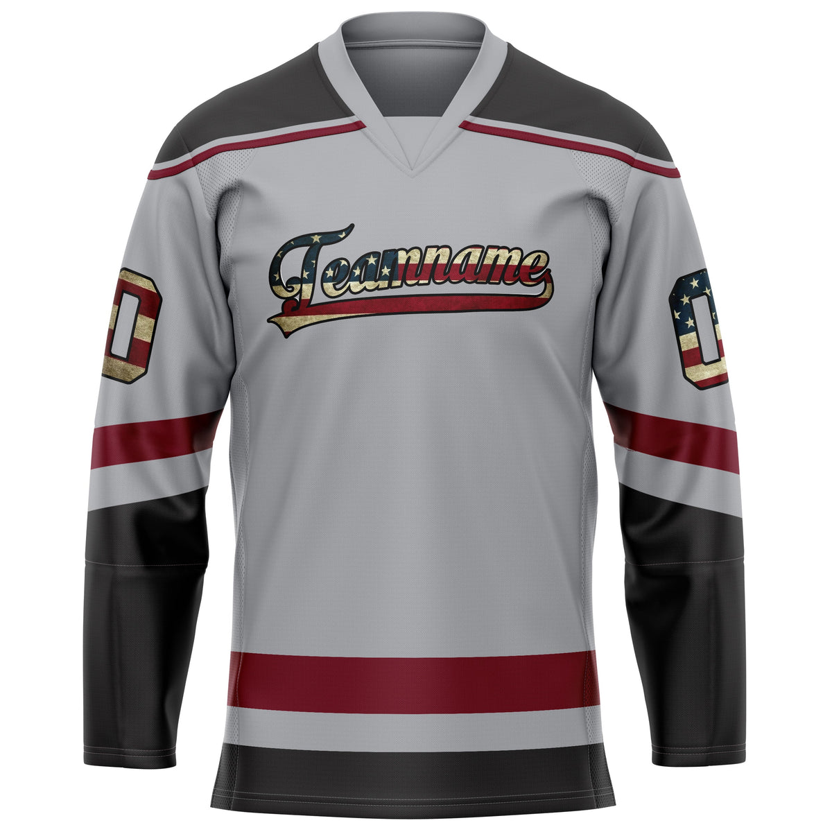 Custom Gray Black Solid Colour Hockey Jersey