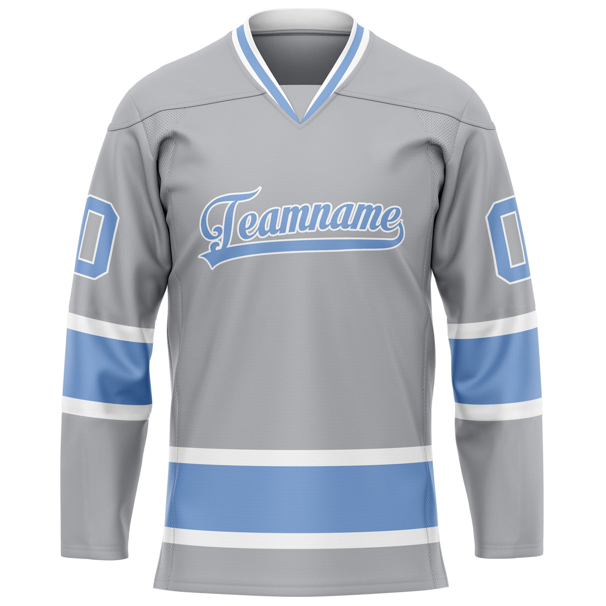 Custom Gray Light Blue Solid Colour Hockey Jersey