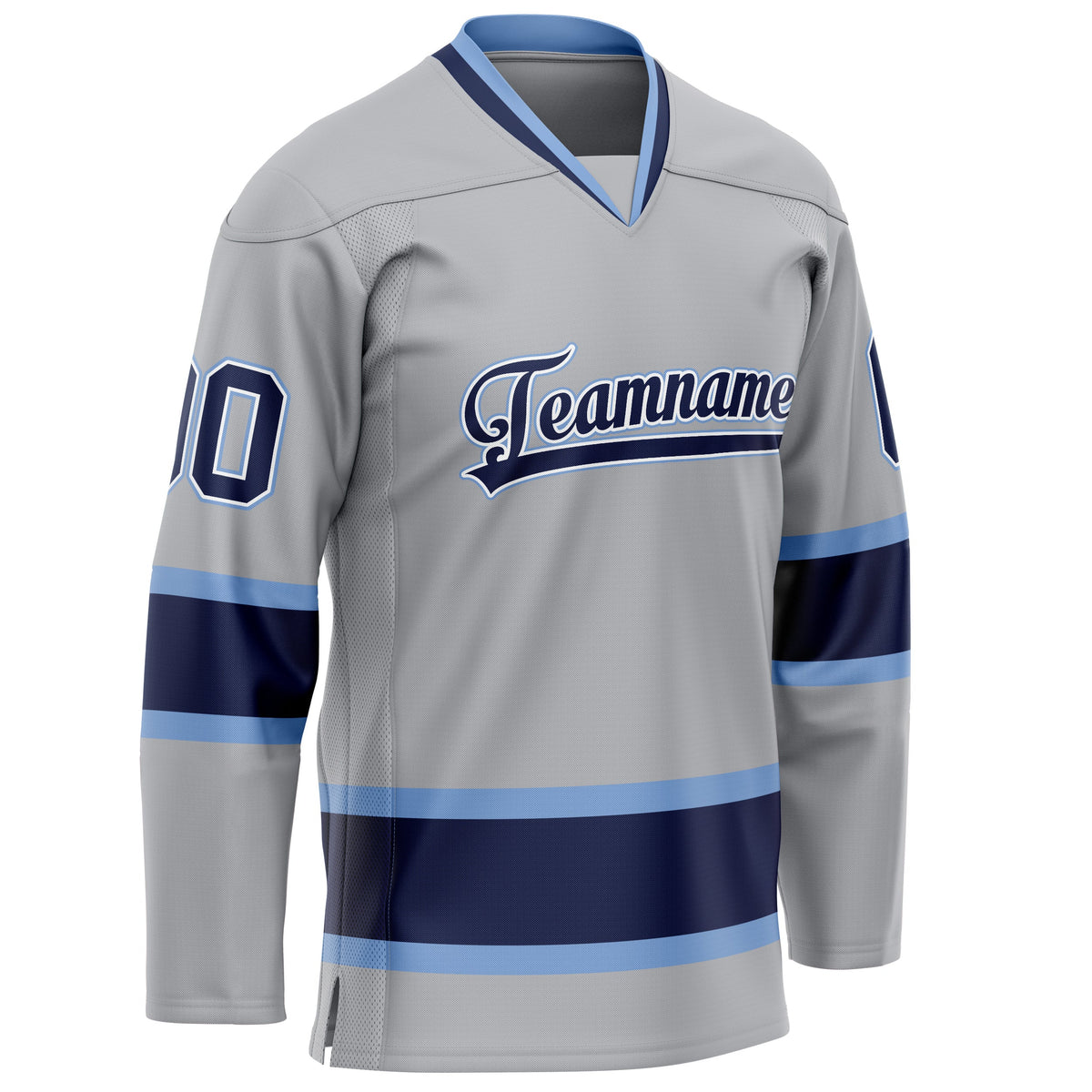 Custom Gray Navy Solid Colour Hockey Jersey