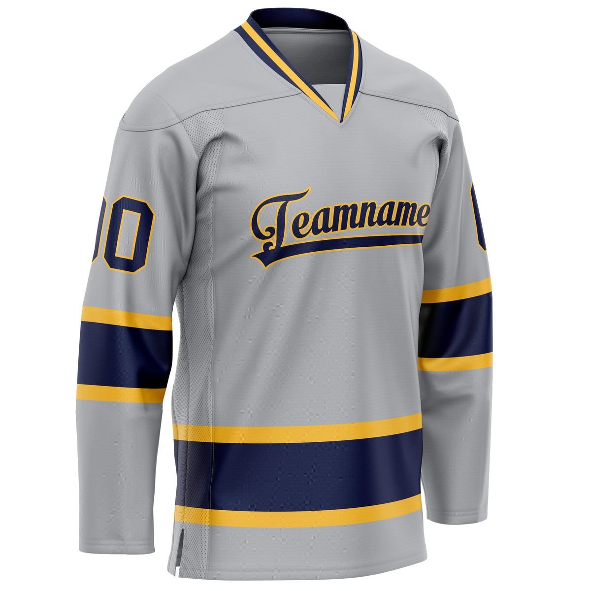 Custom Gray Navy Solid Colour Hockey Jersey