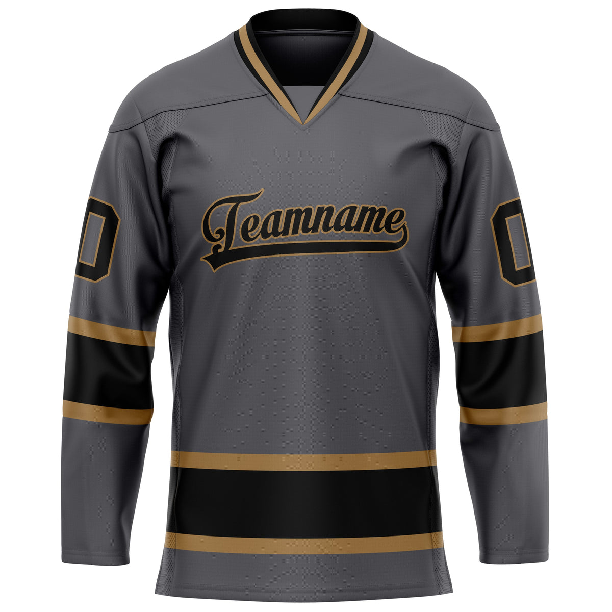 Custom Gray Black Solid Colour Hockey Jersey