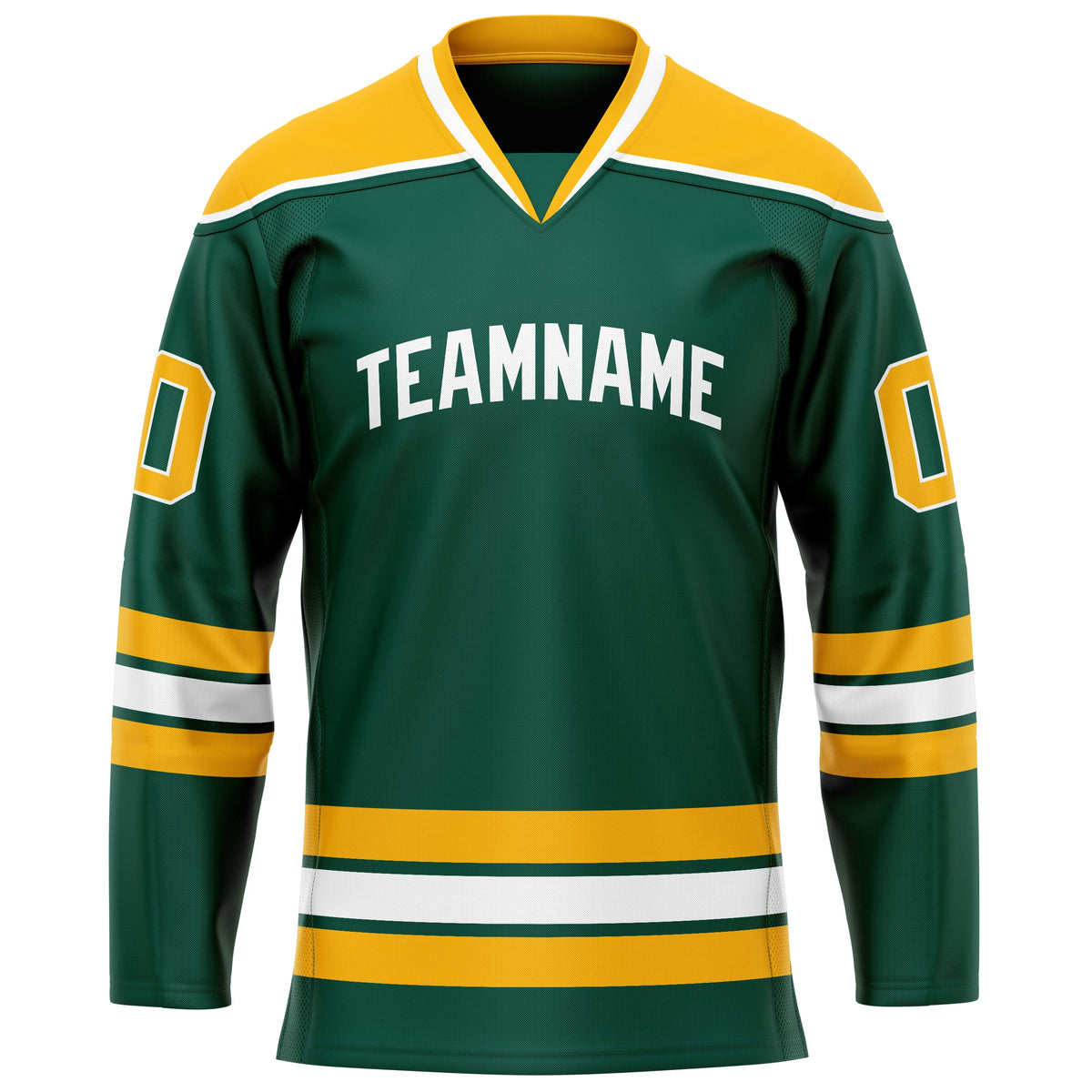 Custom Green Gold Solid Colour Hockey Jersey