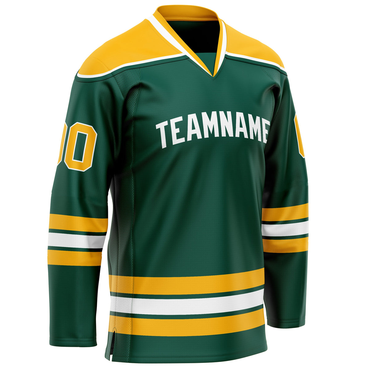 Custom Green Gold Solid Colour Hockey Jersey