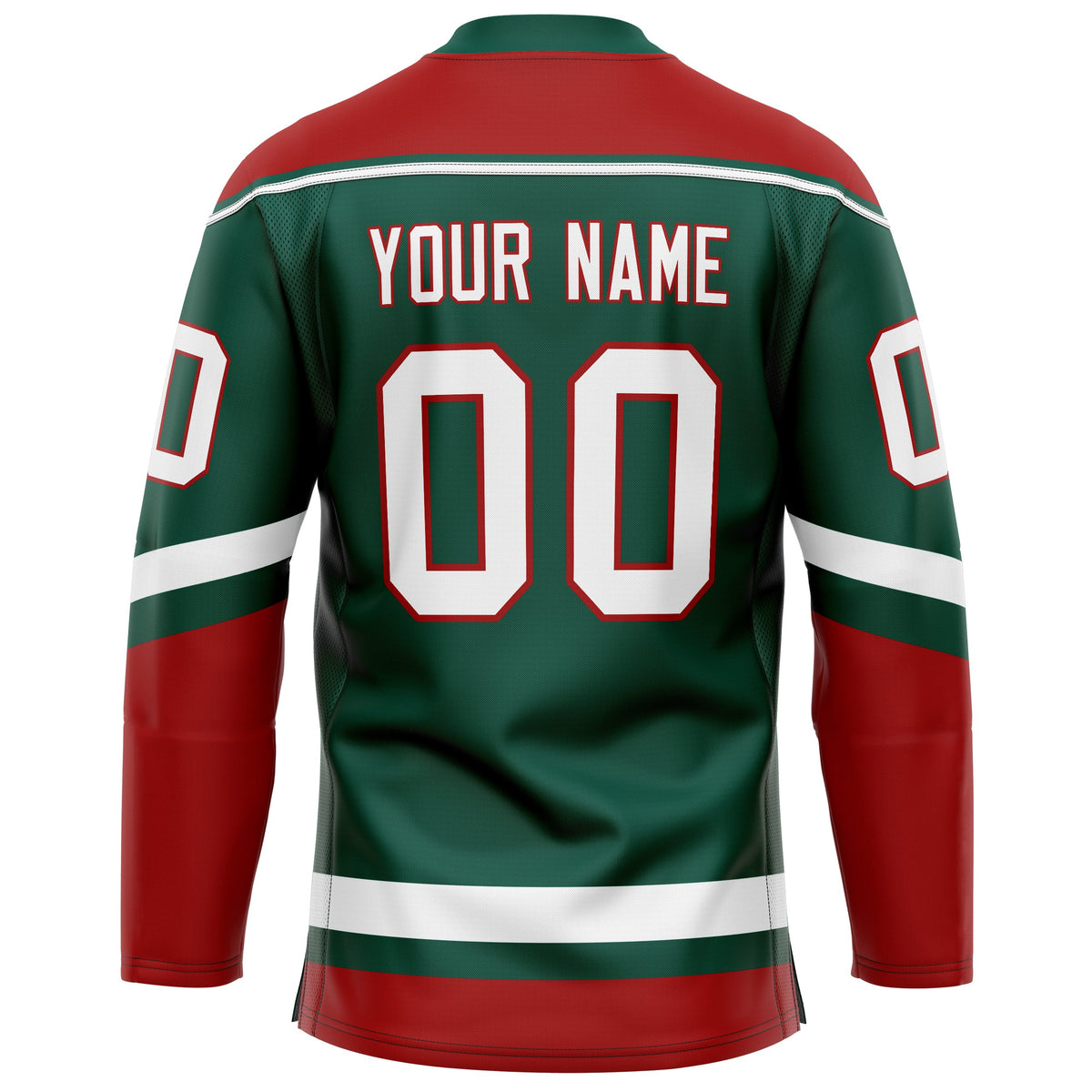 Custom Green Red Solid Colour Hockey Jersey