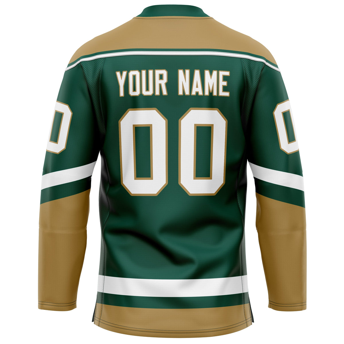 Custom Green Old Gold Solid Colour Hockey Jersey