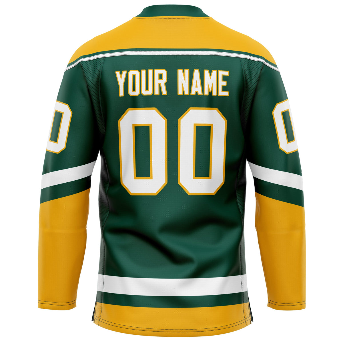 Custom Green Gold Solid Colour Hockey Jersey