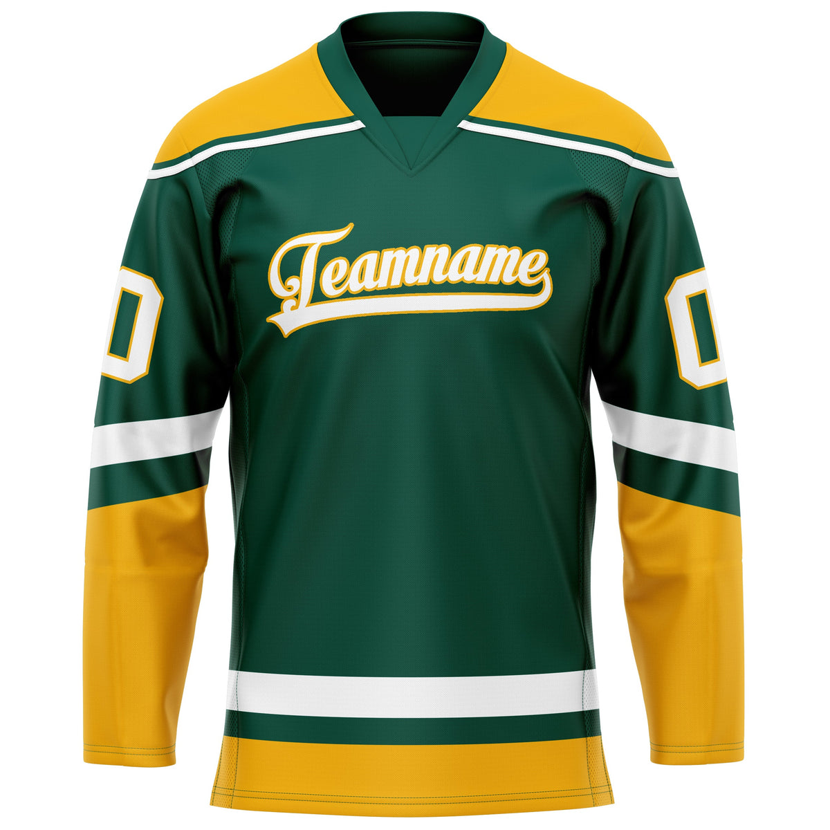 Custom Green Gold Solid Colour Hockey Jersey