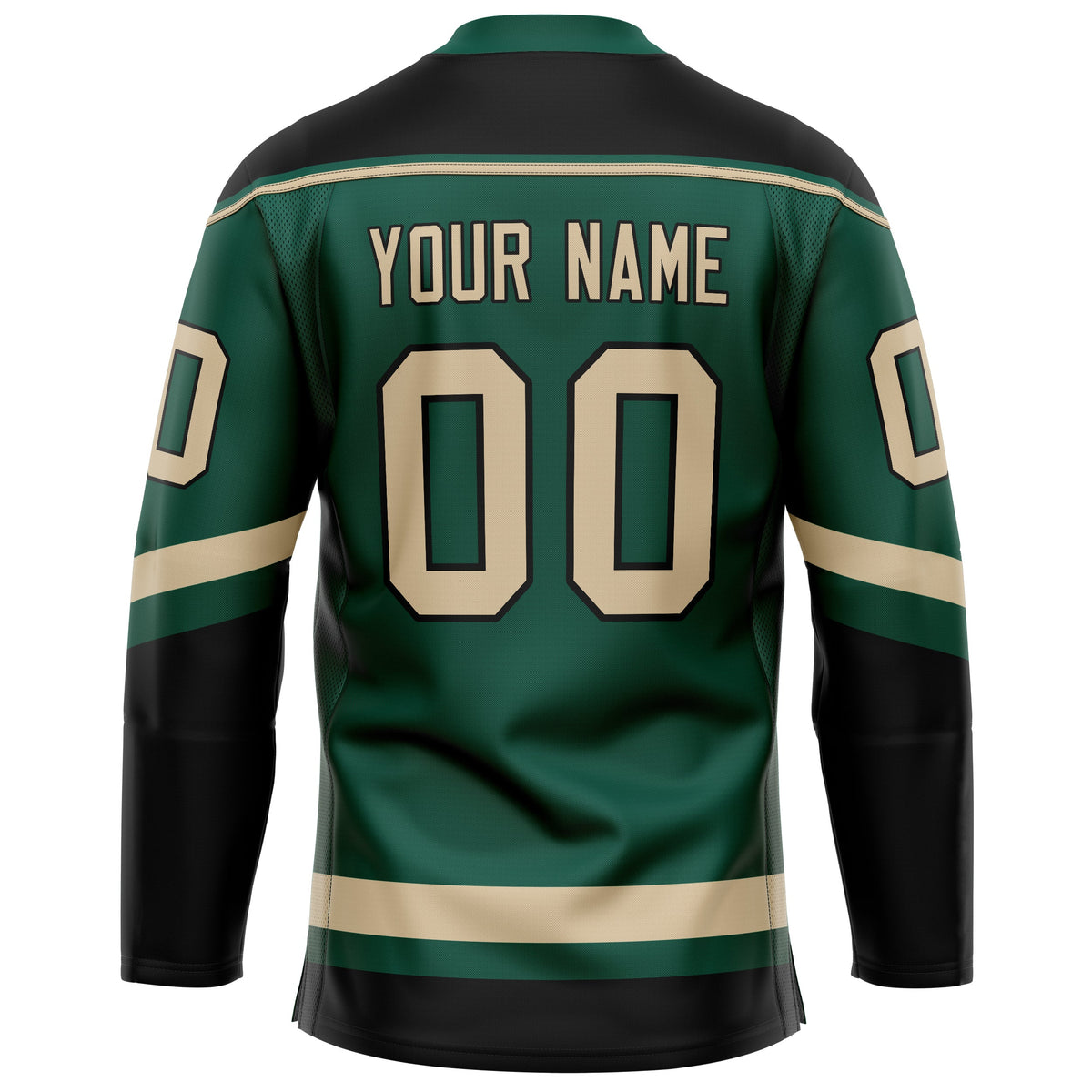 Custom Green Black Solid Colour Hockey Jersey