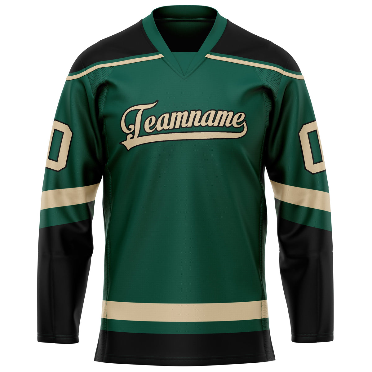 Custom Green Black Solid Colour Hockey Jersey