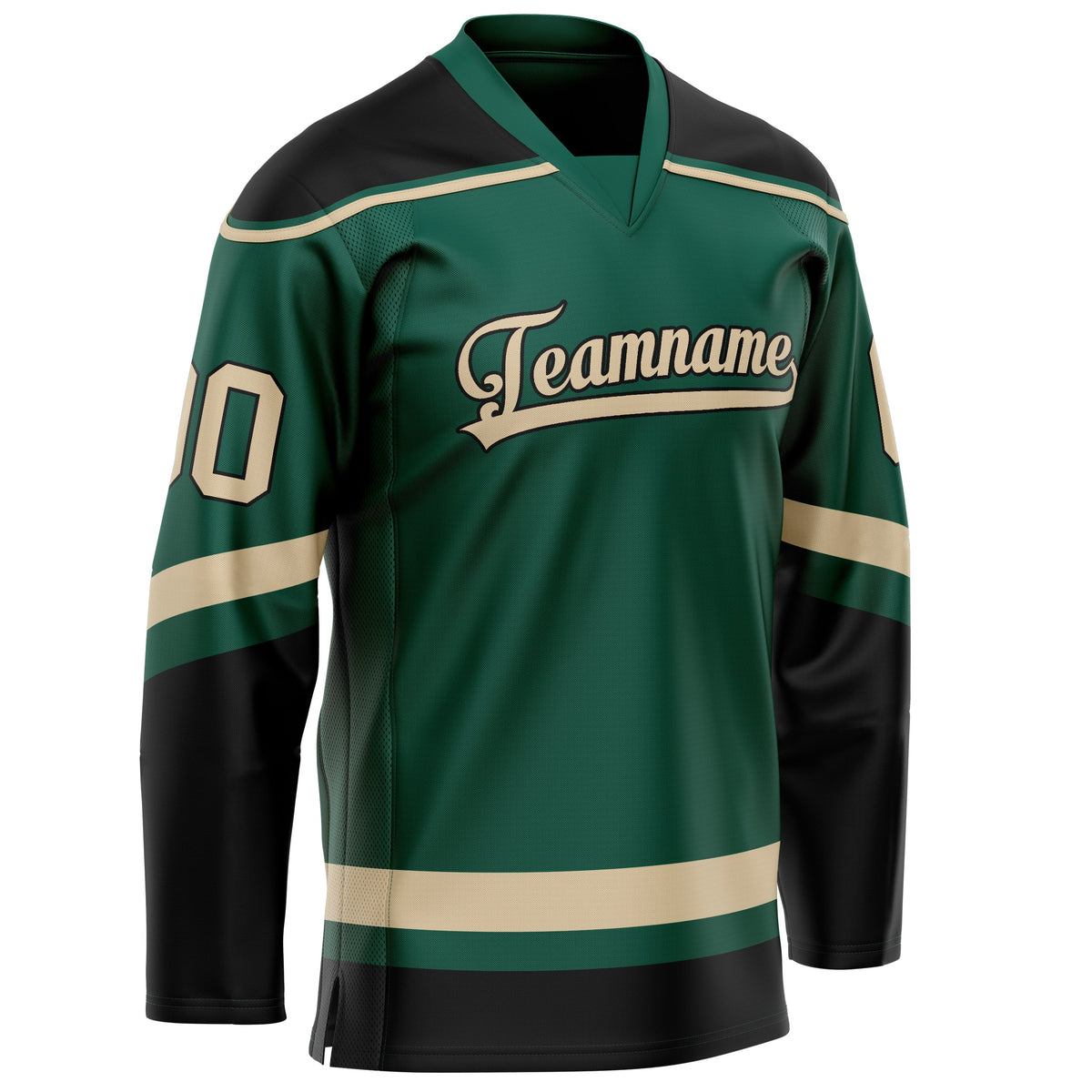 Custom Green Black Solid Colour Hockey Jersey