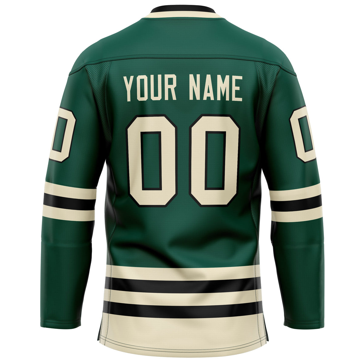 Custom Green Cream Solid Colour Hockey Jersey