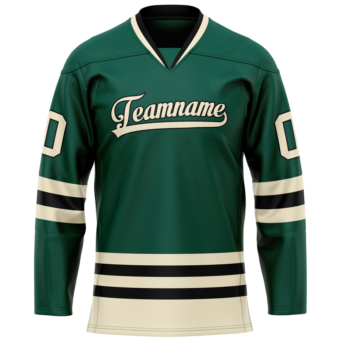 Custom Green Cream Solid Colour Hockey Jersey