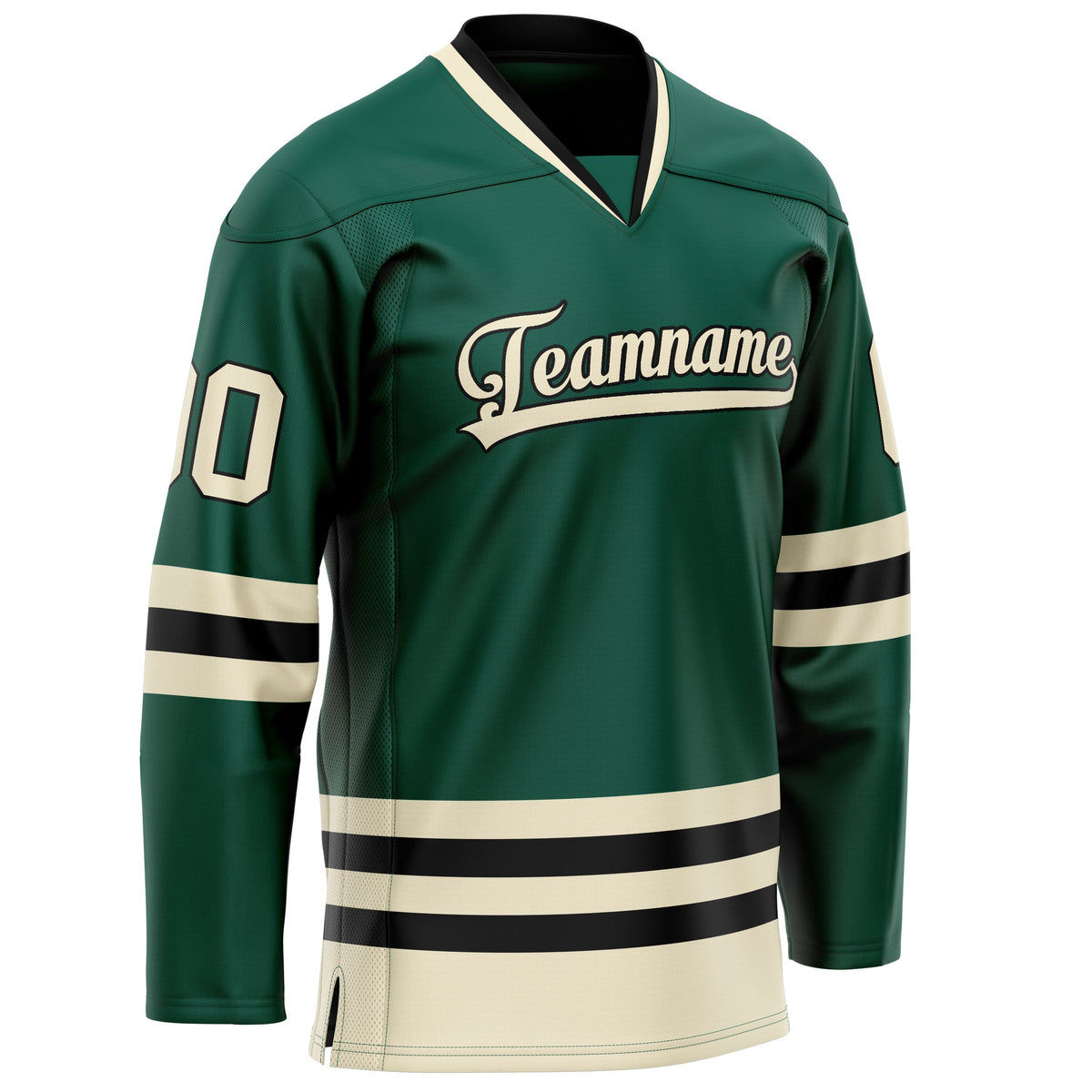 Custom Green Cream Solid Colour Hockey Jersey