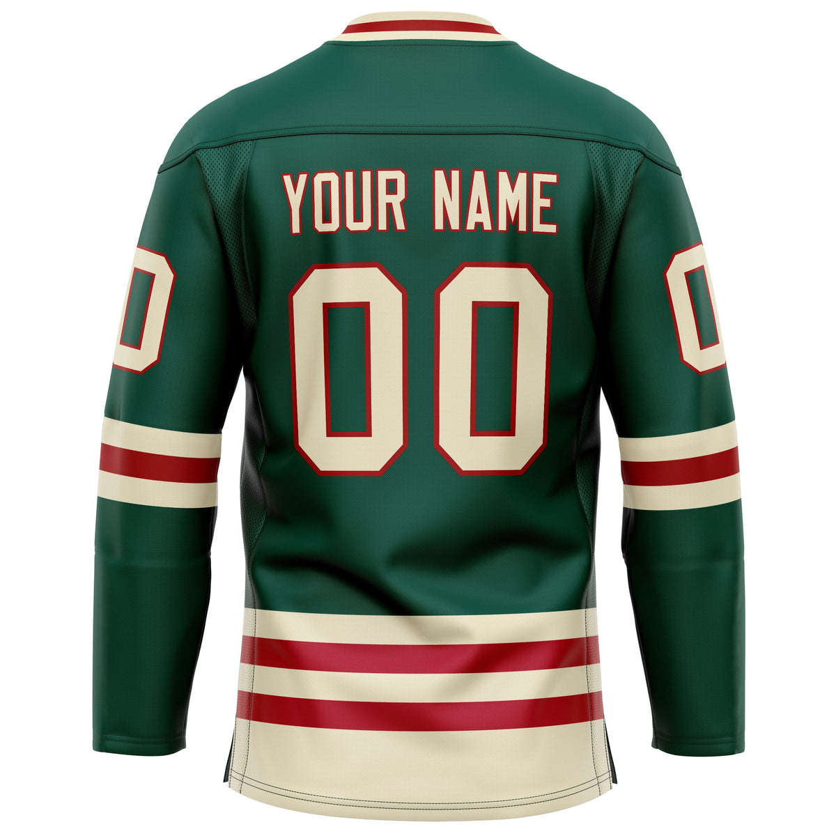 Custom Green Cream Solid Colour Hockey Jersey