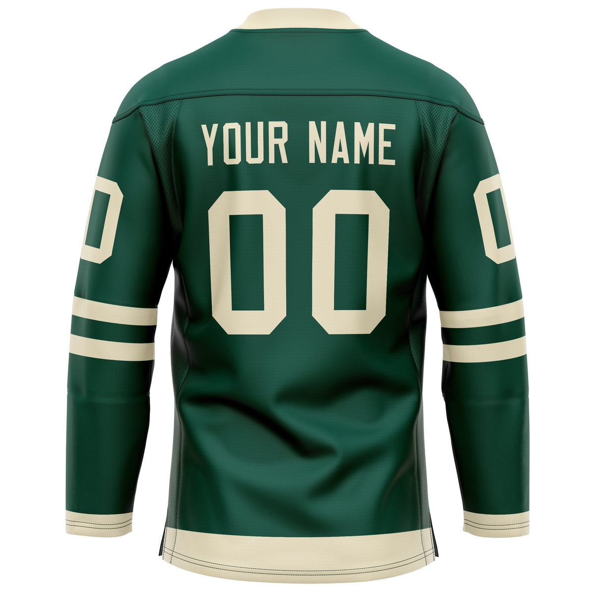 Custom Green Cream Solid Colour Hockey Jersey