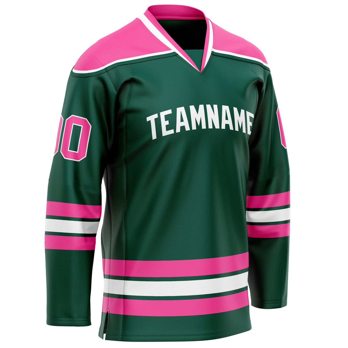 Custom Green Pink Solid Colour Hockey Jersey