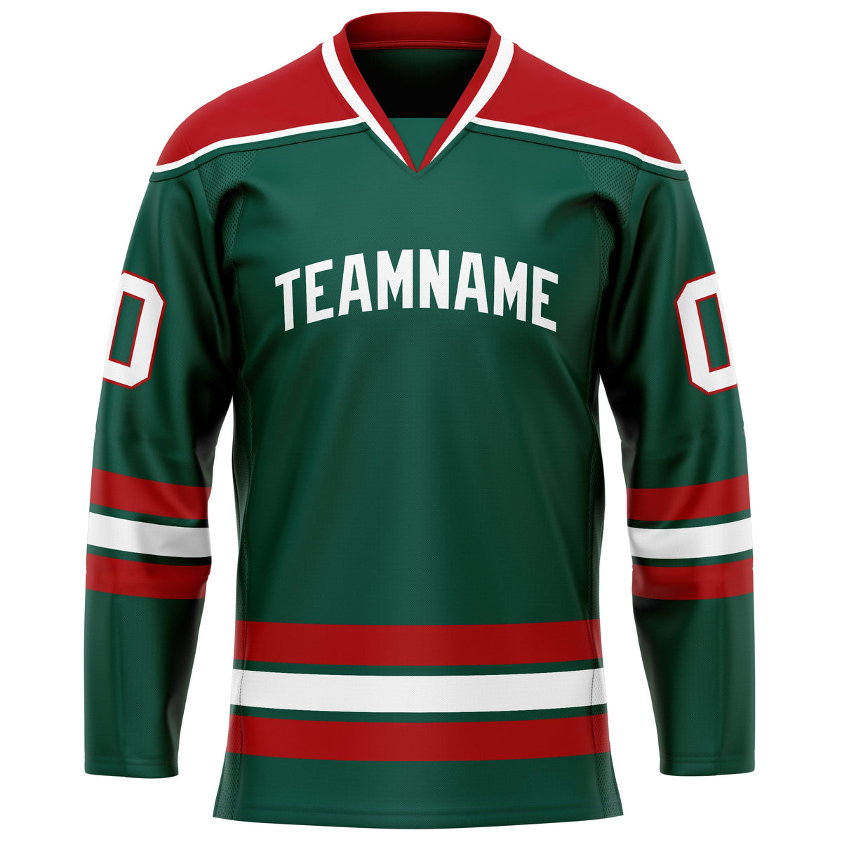 Custom Green Red Solid Colour Hockey Jersey