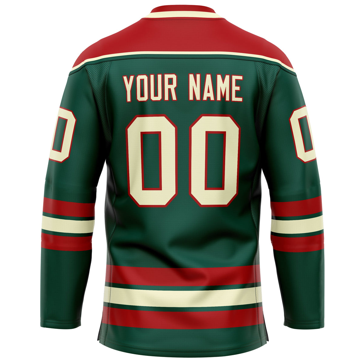 Custom Green Red Solid Colour Hockey Jersey