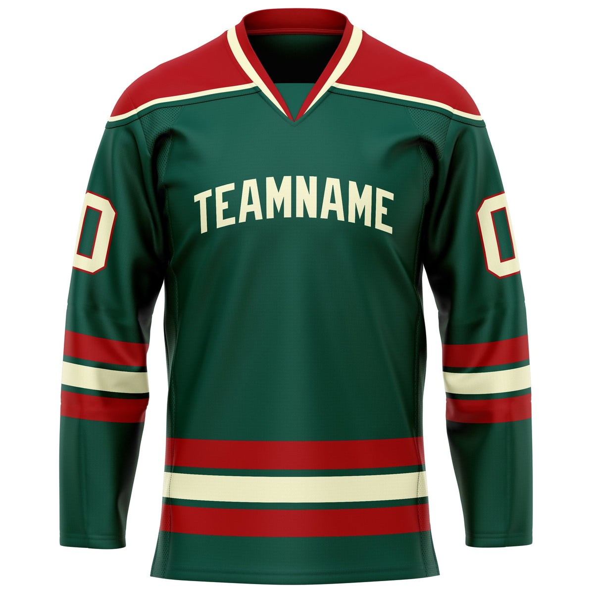 Custom Green Red Solid Colour Hockey Jersey