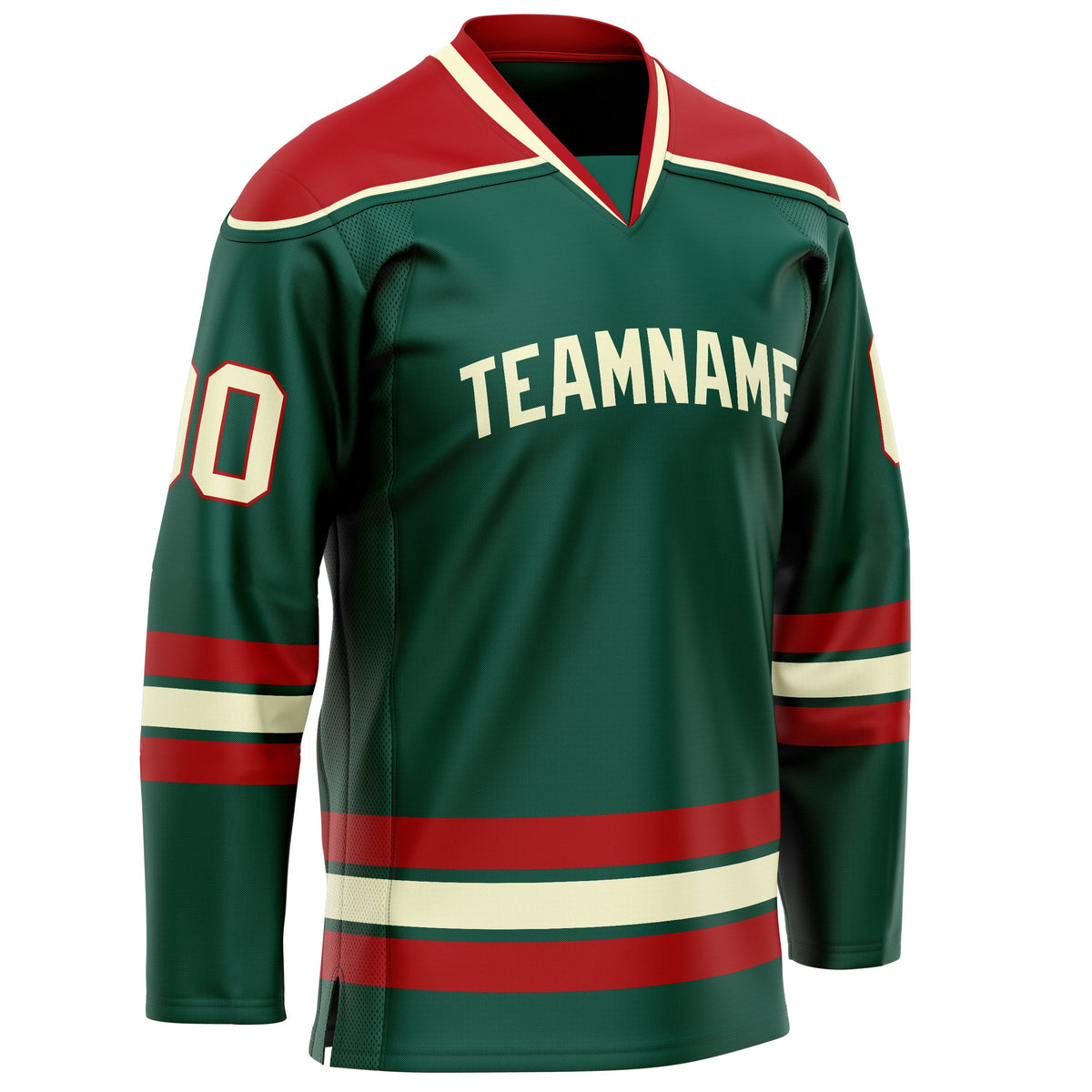 Custom Green Red Solid Colour Hockey Jersey