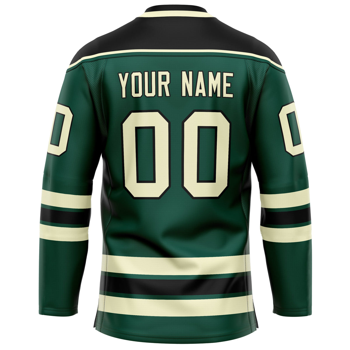 Custom Green Black Solid Colour Hockey Jersey