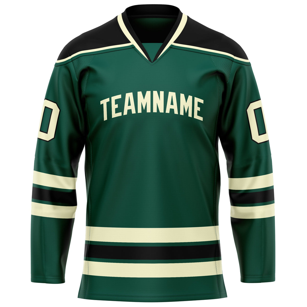 Custom Green Black Solid Colour Hockey Jersey