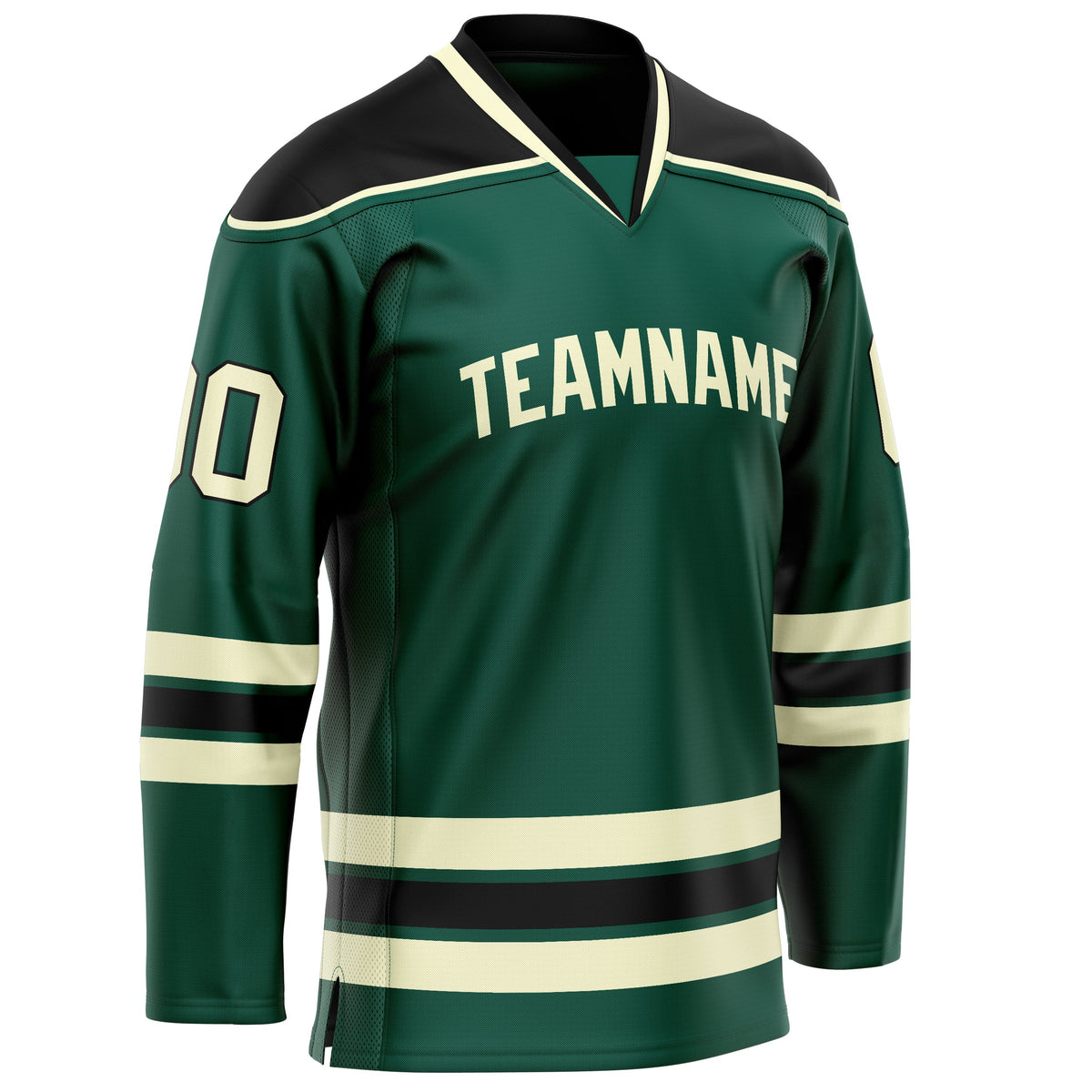 Custom Green Black Solid Colour Hockey Jersey