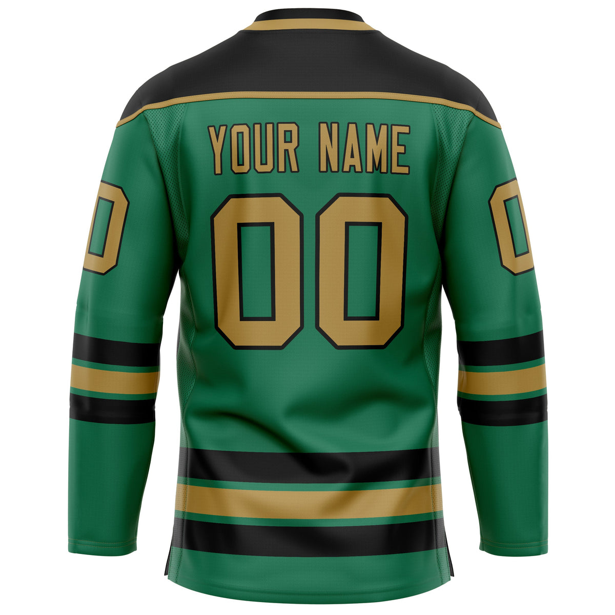 Custom Green Old Gold Solid Colour Hockey Jersey