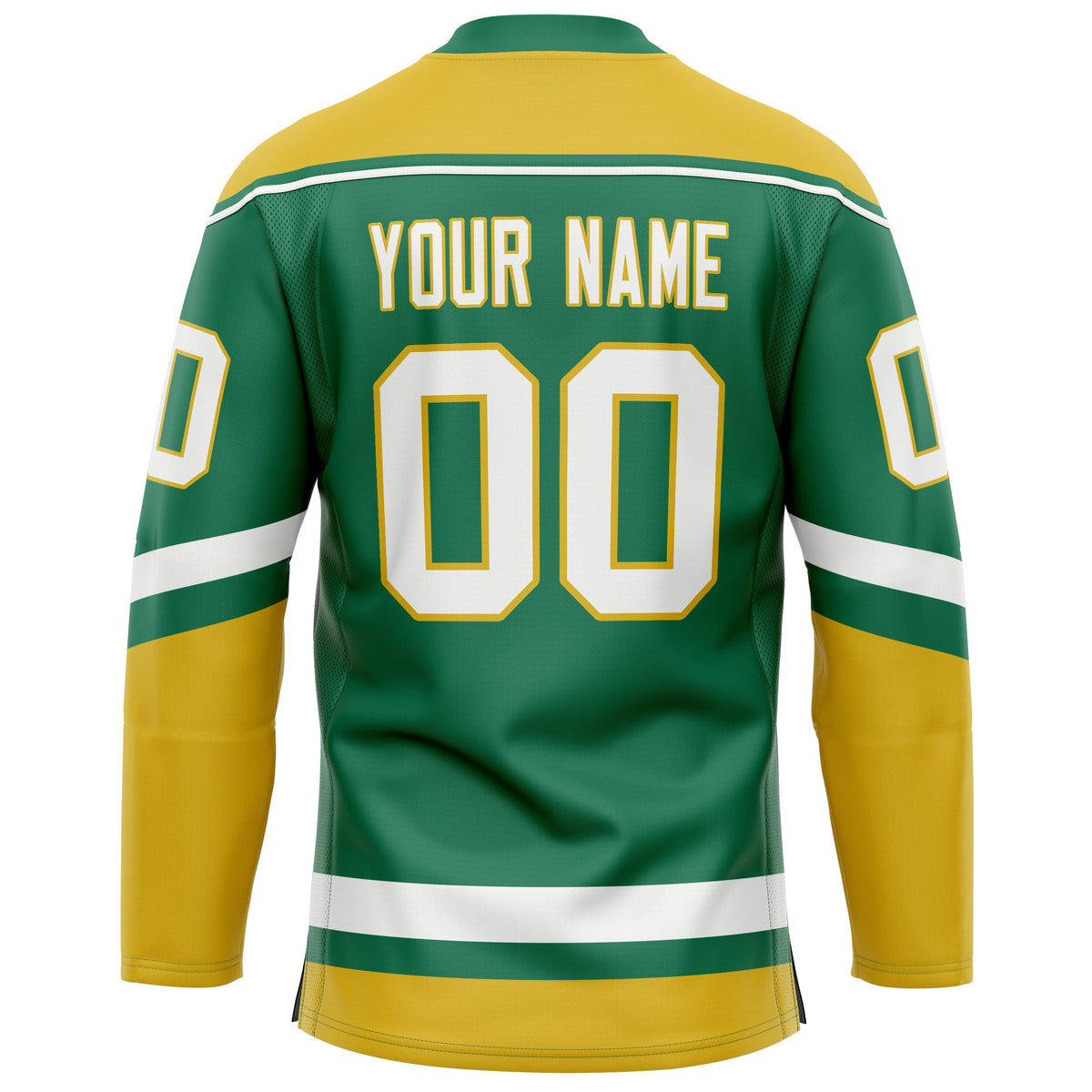 Custom Green Gold Solid Colour Hockey Jersey