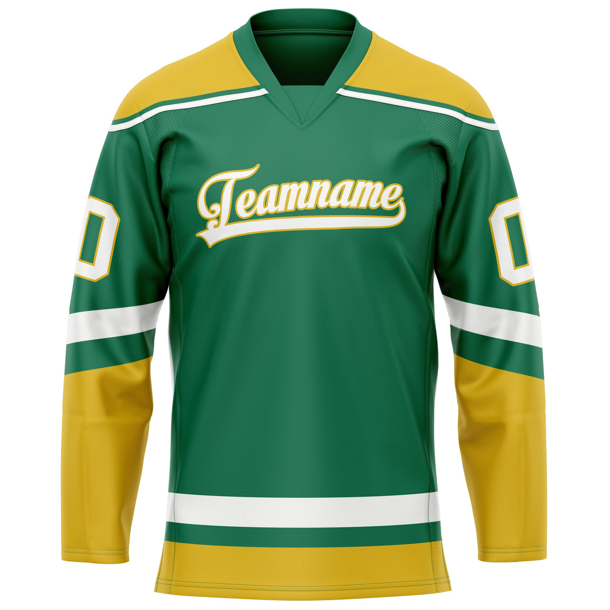 Custom Green Gold Solid Colour Hockey Jersey