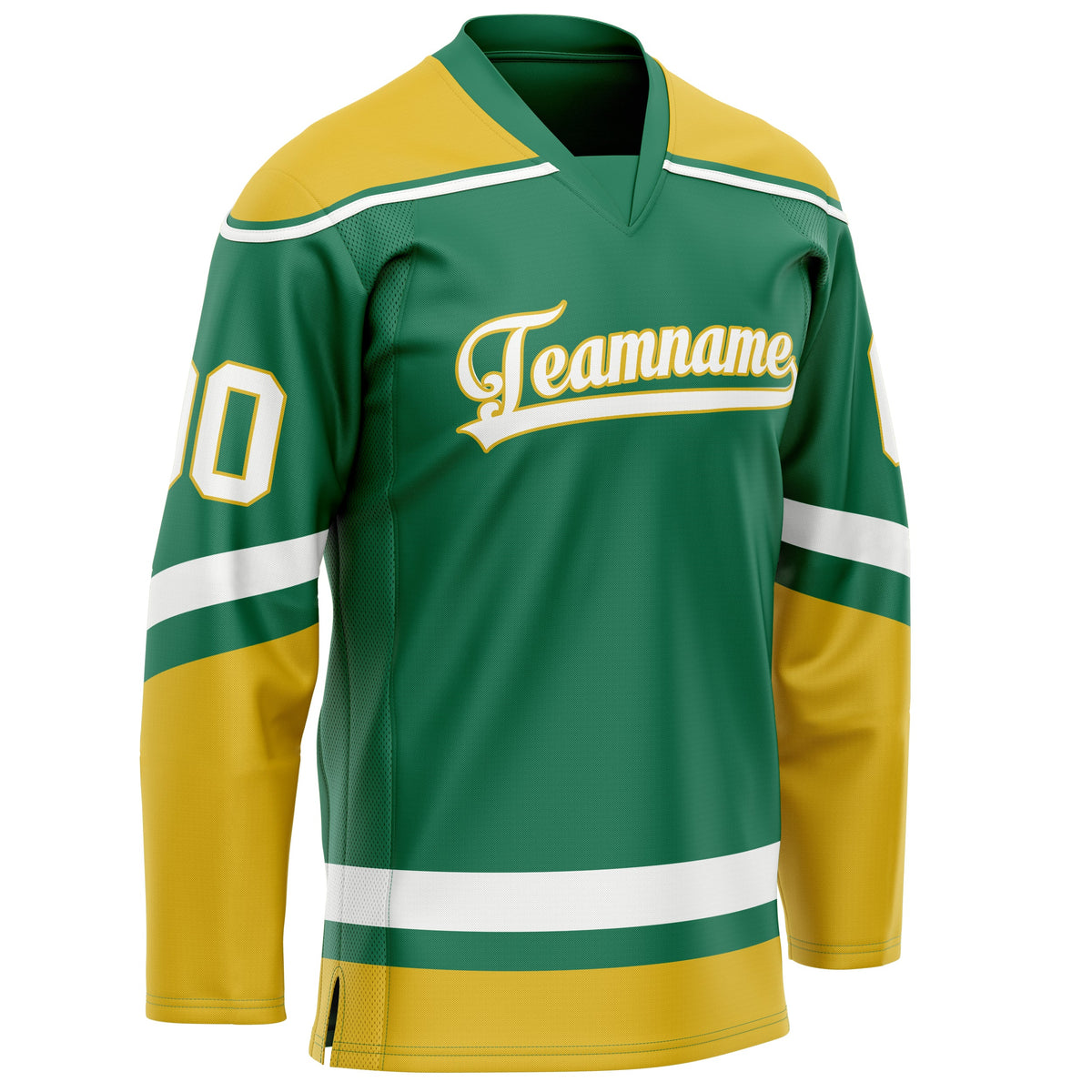 Custom Green Gold Solid Colour Hockey Jersey