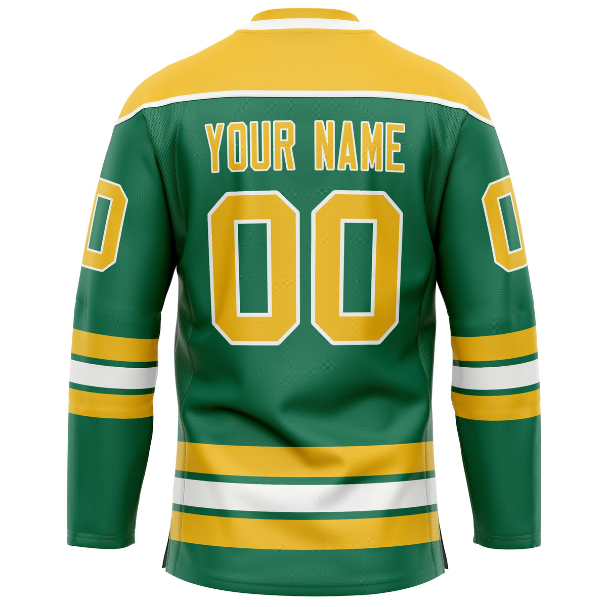 Custom Green Gold Solid Colour Hockey Jersey