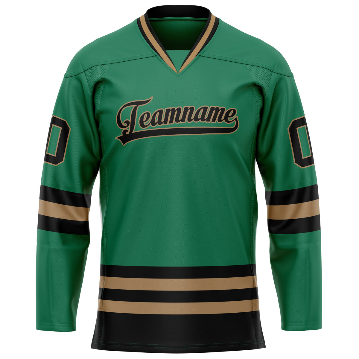 Custom Green Black Solid Colour Hockey Jersey