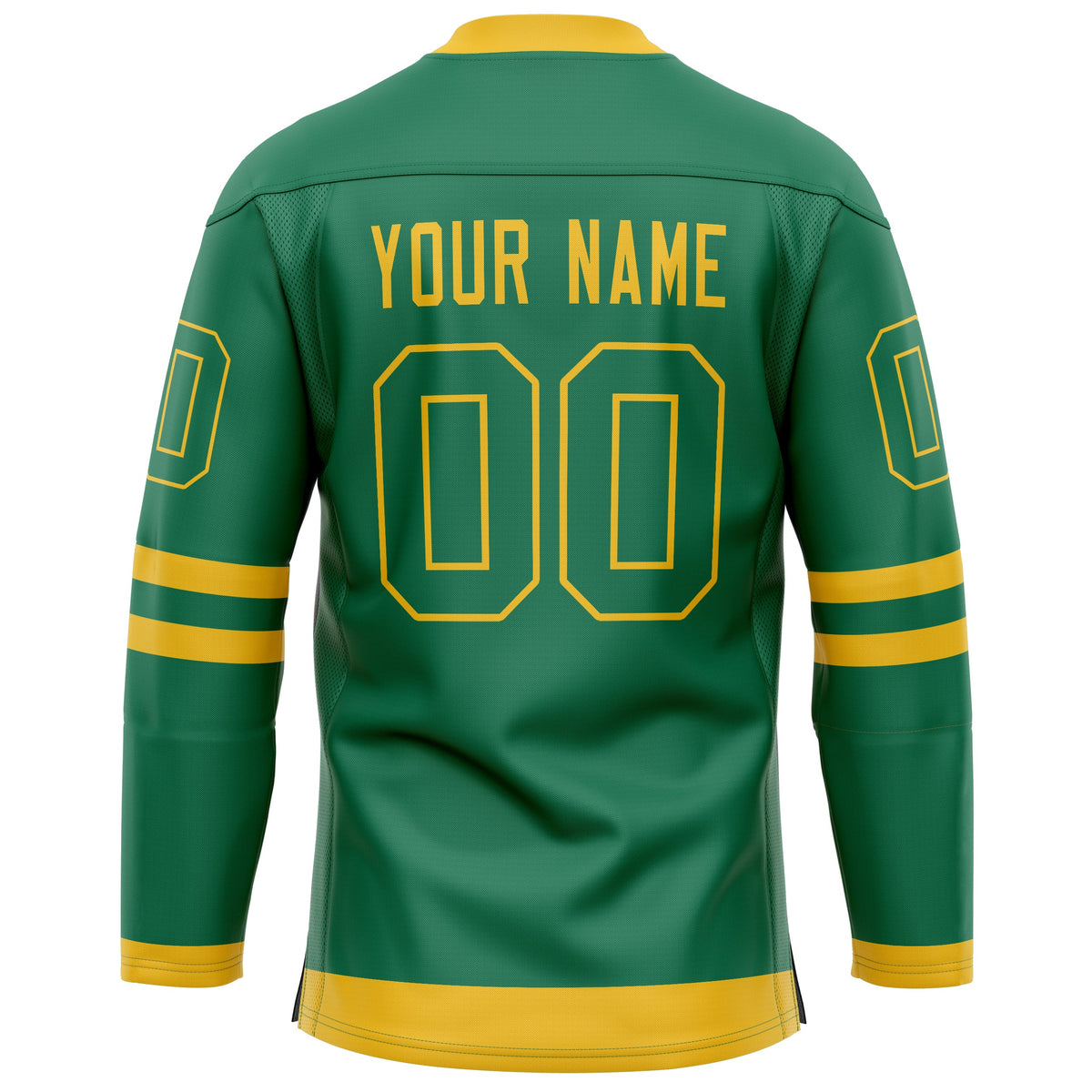 Custom Green Gold Solid Colour Hockey Jersey