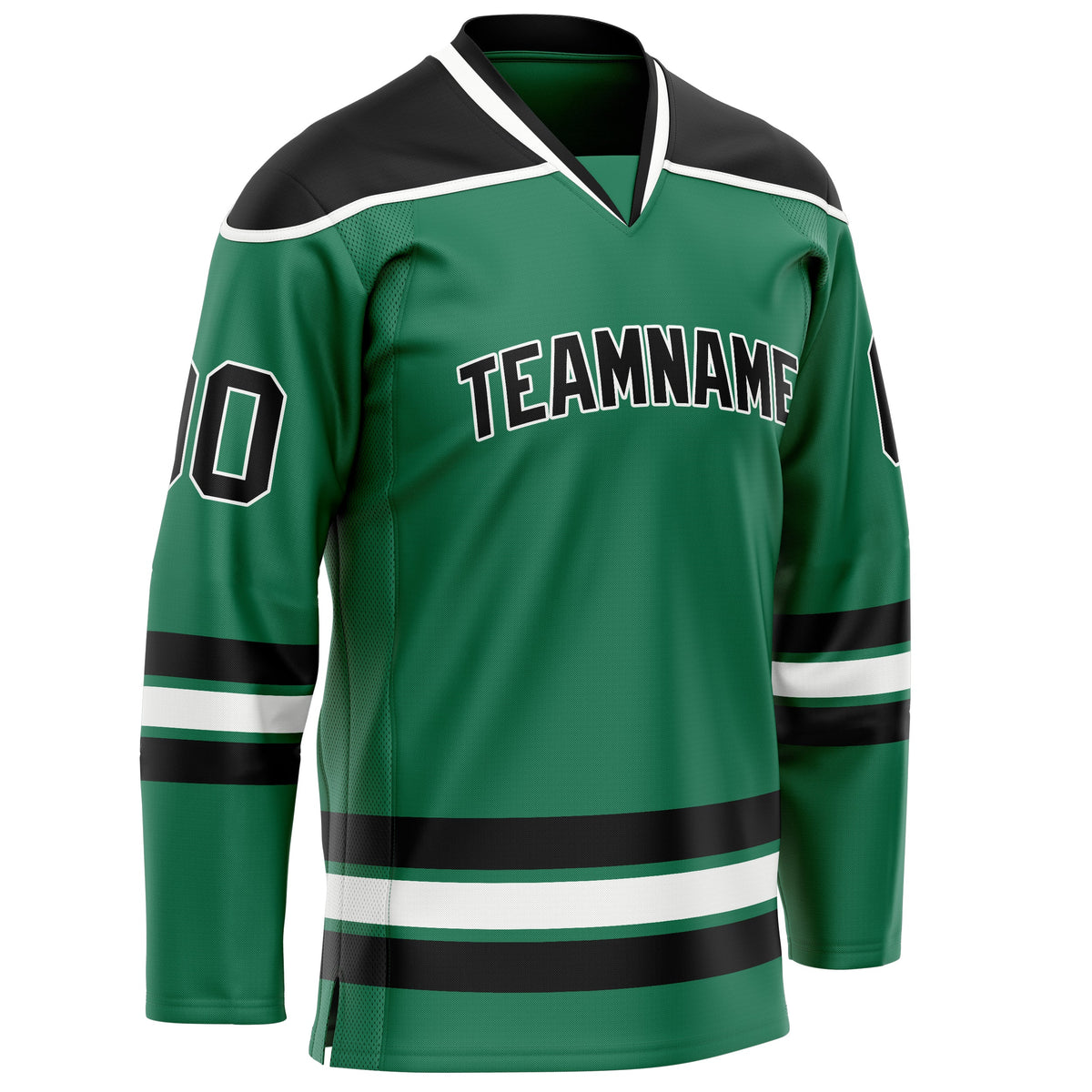 Custom Green Black Solid Colour Hockey Jersey