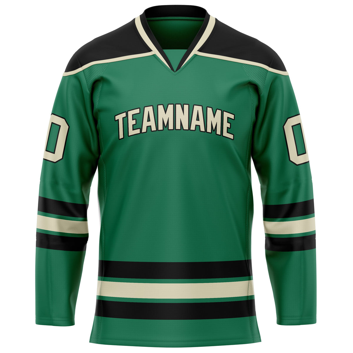 Custom Green Black Solid Colour Hockey Jersey