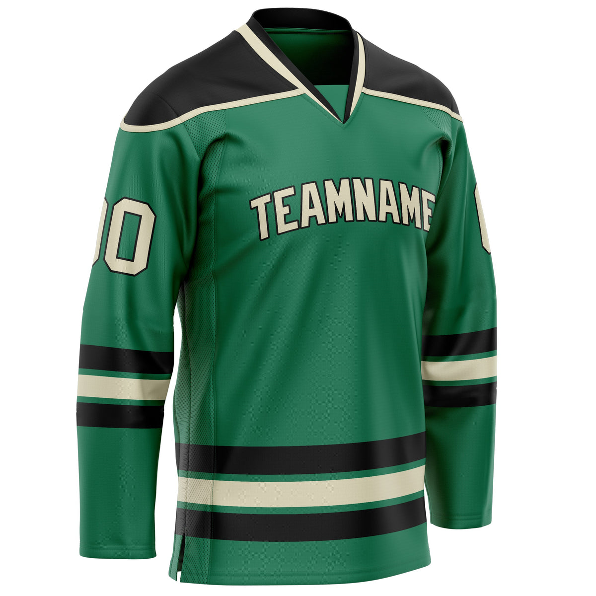 Custom Green Black Solid Colour Hockey Jersey